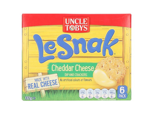 Uncle Tobys Le Snak Cheddar Cheese Dip & Crackers 6 Pack