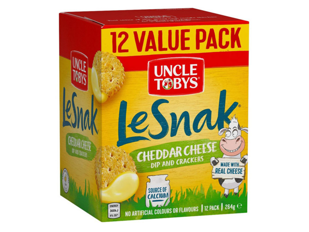 Uncle Tobys Le Snak Cheddar Cheese Dip & Crackers 12 Pack