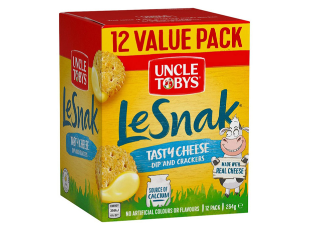 Uncle Tobys Le Snak Tasty Cheese Dip & Crackers 12 Pack