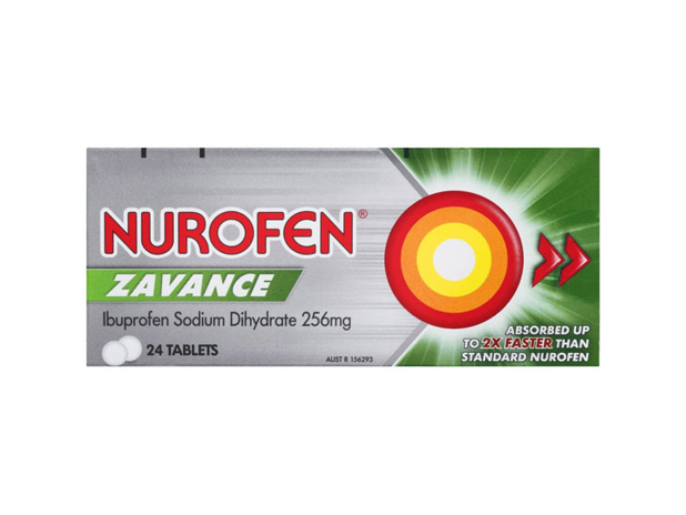 Nurofen Zavance Fast Pain Relief Caplets 256mg Ibuprofen 24 Pack