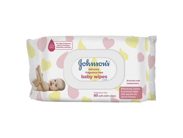 Johnson's Baby Wipes Fragrance Free 80 Pack