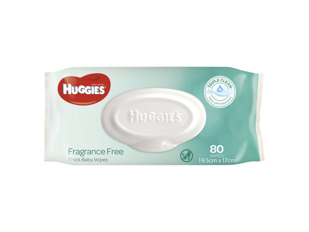 Huggies Baby Wipes Fragrance Free 80 Pack