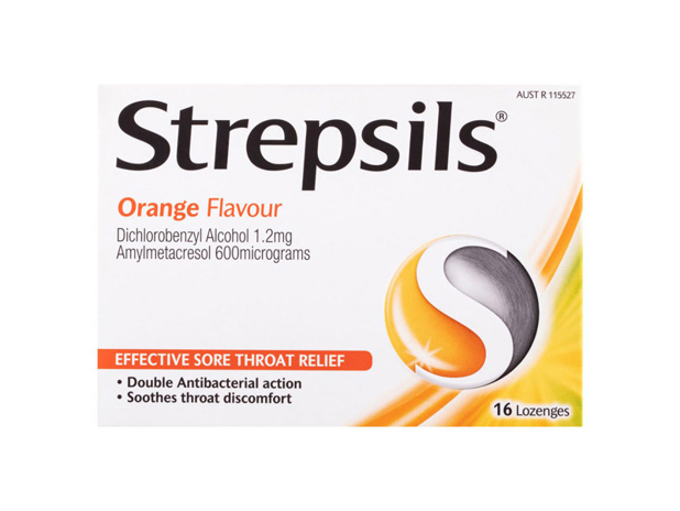 Strepsils Double Antibacterial Soothing Sore Throat Lozenges Orange 16 Pack