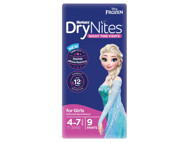 Huggies DryNites Night Time Pants for Girls 4-7 Years (17-30kg) 9 Pack