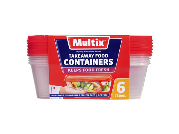 Multix Takeaway Food Containers 6 Pack