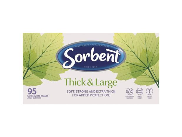 Sorbent Thick & Large Facial Tissues 95 Pack
