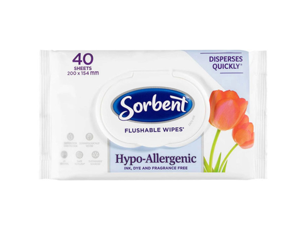 Sorbent Wipes Clean & Fresh Hypo Allergenic 40 Pack