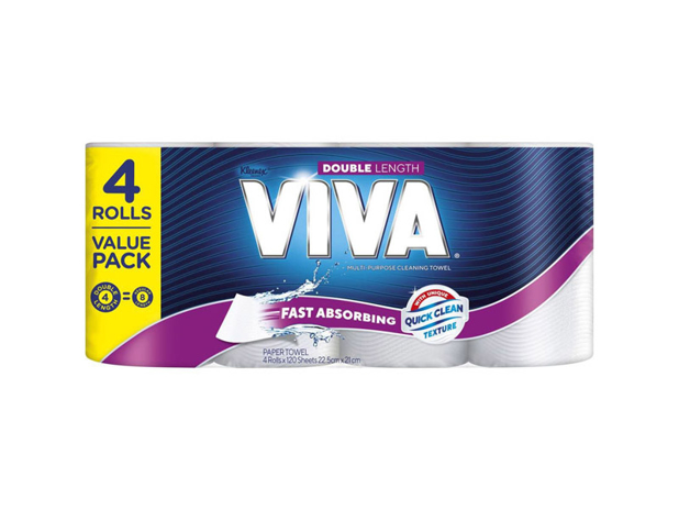 Viva Paper Towel, Double Length Multi-Use 4 Pack