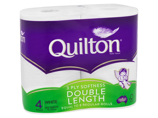 Quilton Toilet Roll White 3ply Double Length 4 Pack