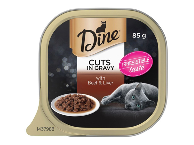 Dine Wet Cat Food Beef & Liver In Gravy Tray 85g