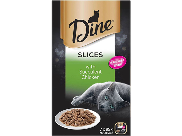 Dine Wet Cat Food Slices With Succulent Chicken Tray 7 Pack