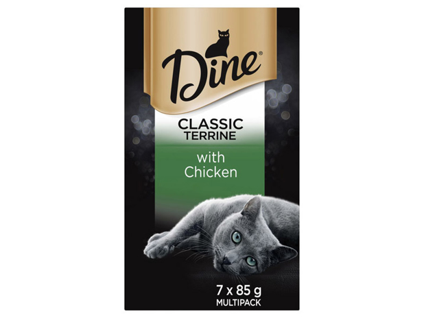 Dine Wet Cat Food Classic Terrine With Chicken Tray 7 Pack