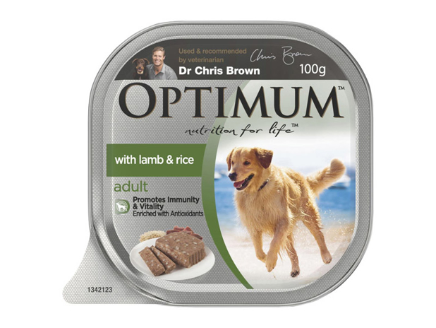 Optimum Adult with Lamb & Rice Wet Dog Food Tray 100g