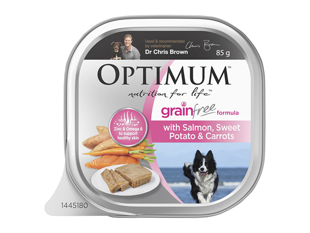Optimum Grain Free Wet Dog Food Salmon, Sweet Potato & Carrots 85g Tray 85g