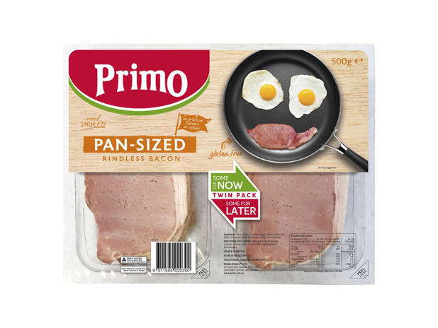 Primo Pan-Sized Rindless Bacon 500g