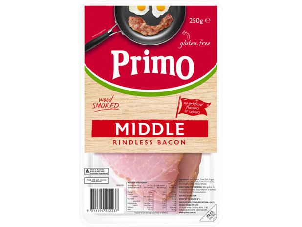 Primo Middle Rindless Bacon 250g