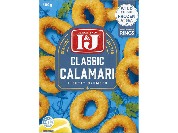 I&J Tasty Calamari Lightly Crumbed Rings 400g