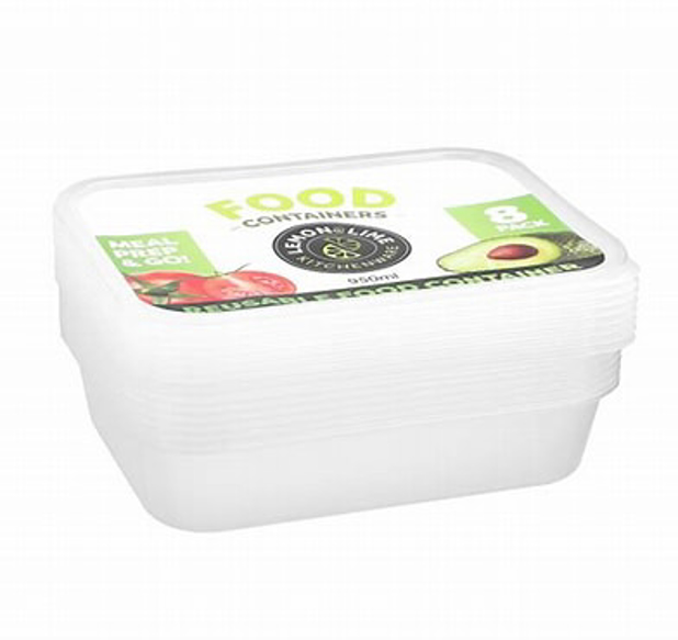 Lemon and Lime Reusable Food Container 950mL 8 Pack