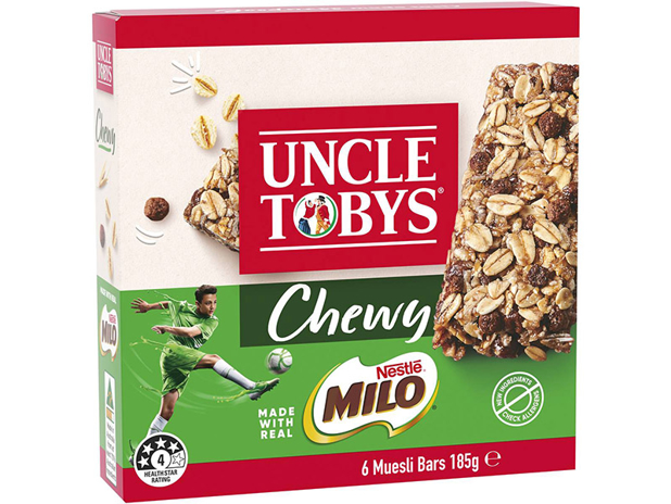 Uncle Toby's Muesli Bar Choc W/ Milo 185g