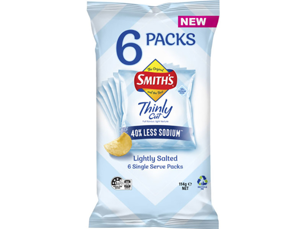 Smith's Thinly Lightly Salted 6 Pack 114g