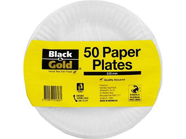 Biggold Paper Plates Uncoated 225mm 50s