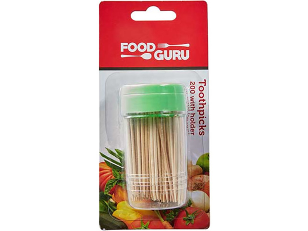Food Guru Toothpick + Holder 200-Pack