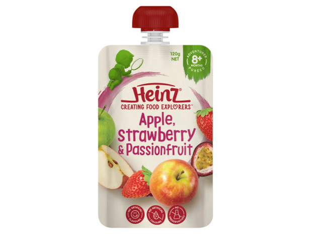 Heinz Apple, Strawberry & Passionfruit Baby Food Pouch 8+ months 120g
