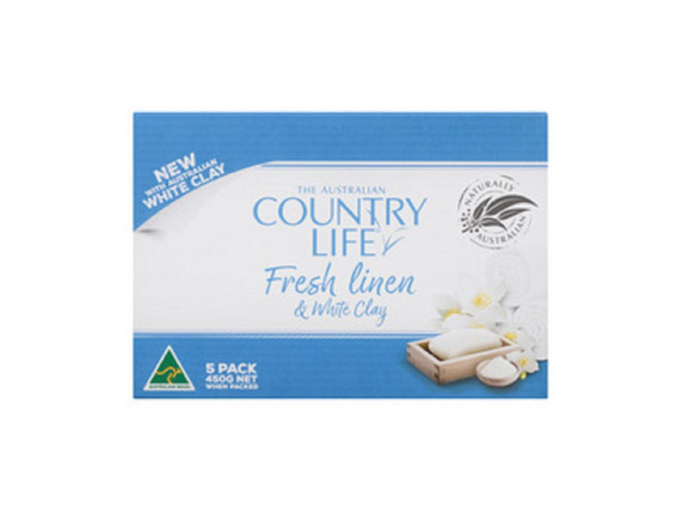 Country Life Soap Bar Fresh Linen and White Clay 5 Pack