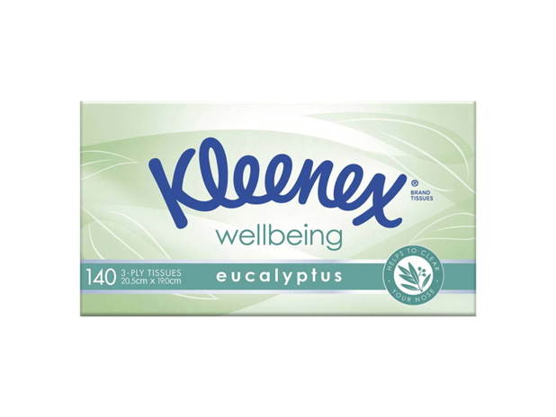 Kleenex Wellbeing Facial Tissue Eucalyptus 3-Ply 140 Pack