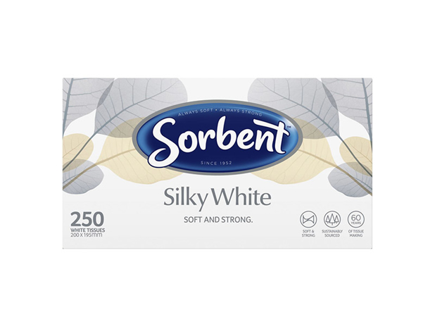 Sorbent Silky White Tissues 250 Pack