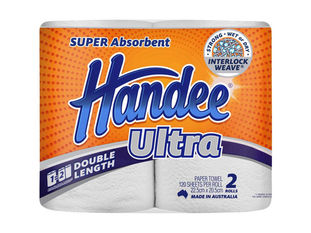 Handee Ultra Paper Towel Double Length White 2 Pack