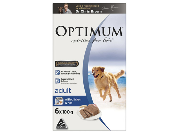 Optimum Wet Dog Food With Chicken & Rice Trays 6 Pack