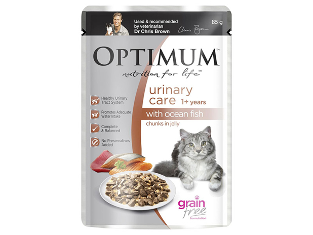 Optimum Urinary Care Wet Cat Food Ocean Fish Chunks In Jelly Pouch 85g