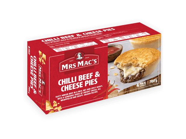 Mrs. Mac's Chilli Beef & Cheese Pies 4 Pack