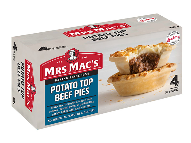 Mrs Mac's Beef and Potato Top Pies 4-pack 760g