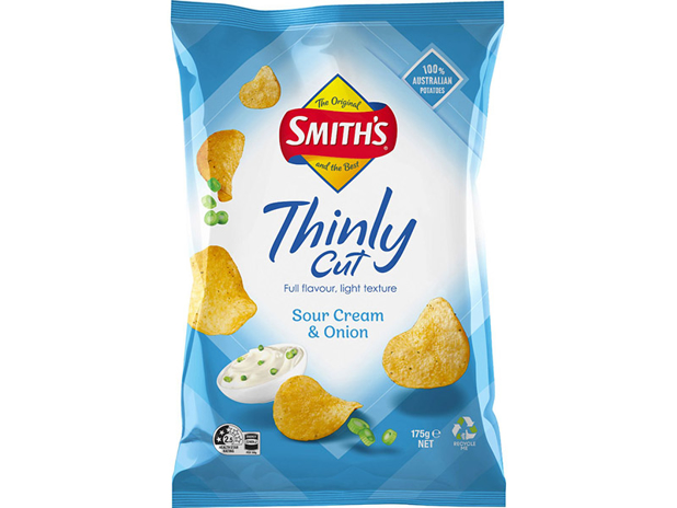 Smith's Thinly Cut Potato Chips Sour Cream & Onion 175g