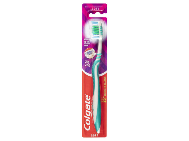 Colgate Zig Zag Deep Interdental Clean 25% Recycled Plastic Toothbrush Soft Adult