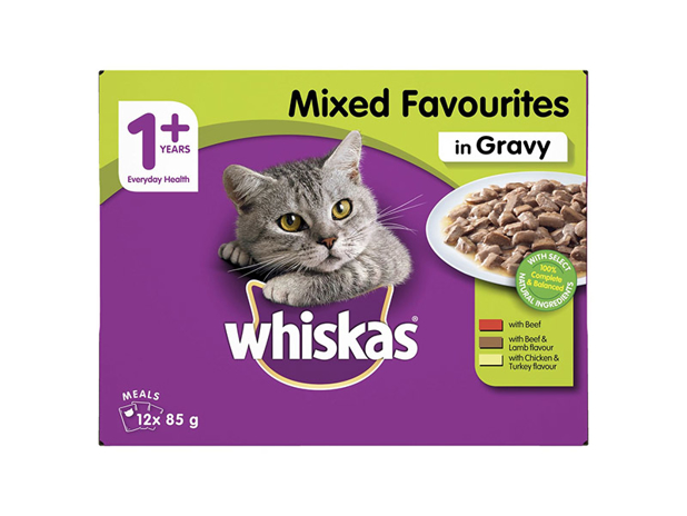 Whiskas 1+ Wet Cat Food with Mixed Favourites In Gravy 12 Pack