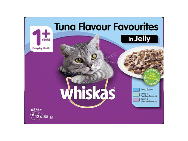 Whiskas 1+ Years Favourites Tuna In Jelly Wet Cat Food Pouch 12 Pack